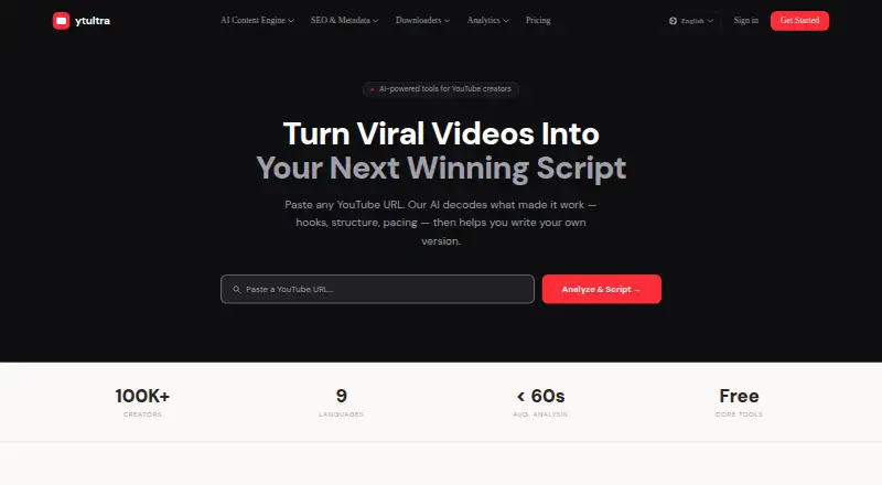 The ytultra homepage