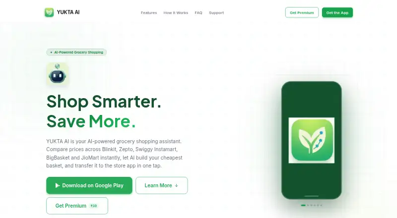 The YUKTA AI homepage