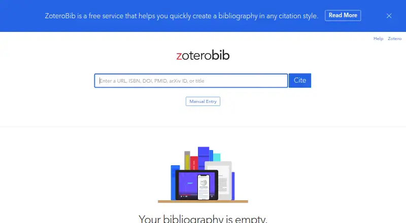 The ZoteroBib homepage