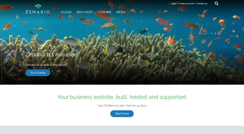 The Zenario homepage