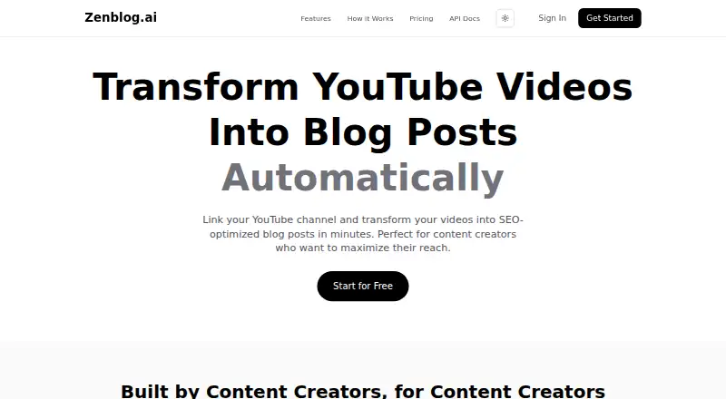 The Zenblog homepage