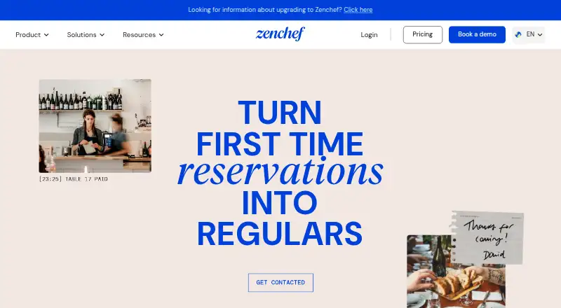 The Zenchef homepage