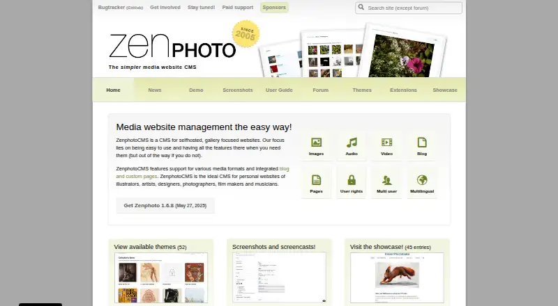 The Zenphoto homepage