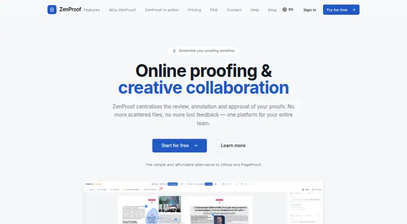 The ZenProof homepage