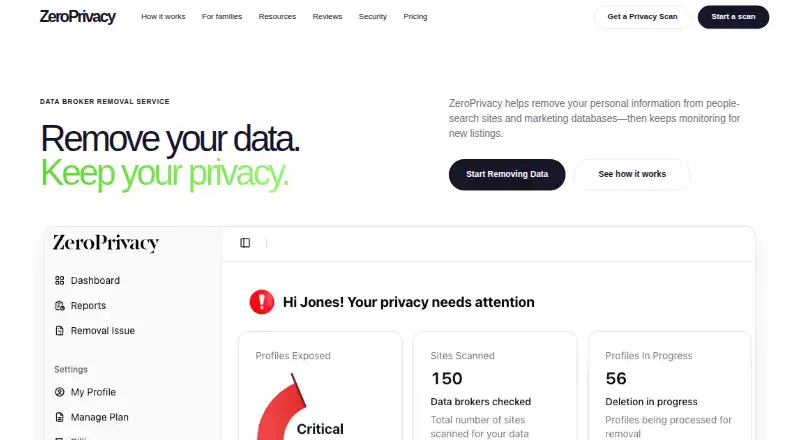 The ZeroPrivacy homepage