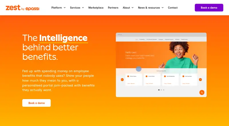The Zest Benefits homepage