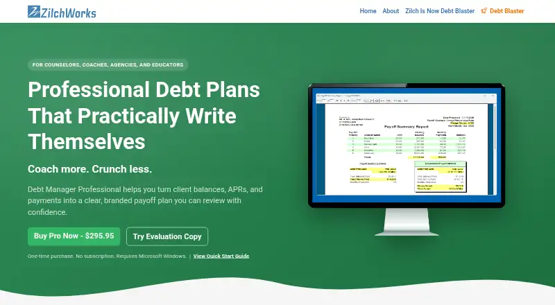 The Debt Manager Professional homepage