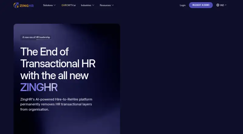 The ZingHR homepage