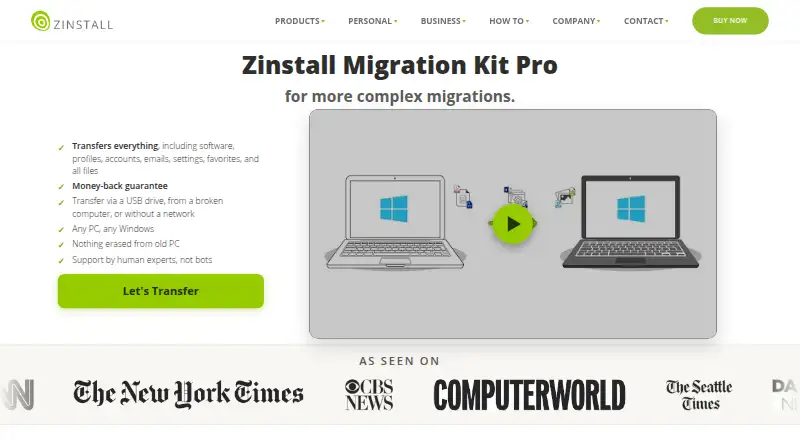The Zinstall Migration Kit Pro homepage