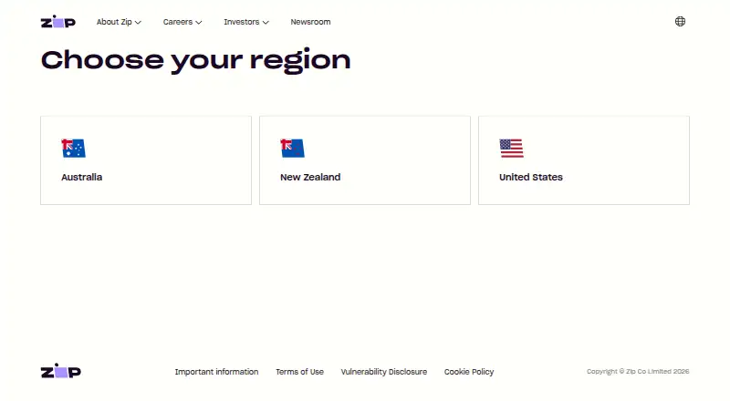 The Zip homepage