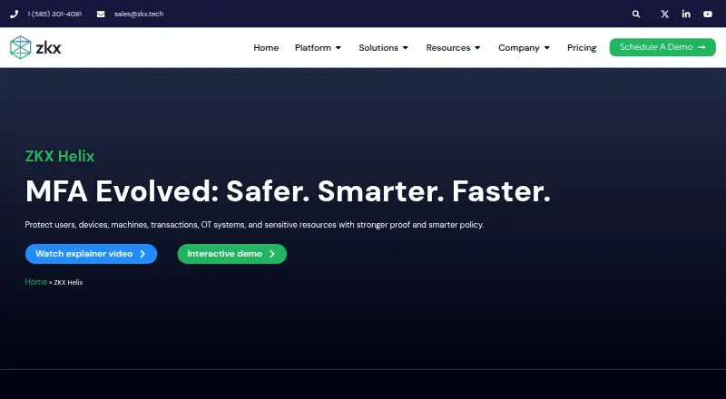 The ZKX Helix homepage