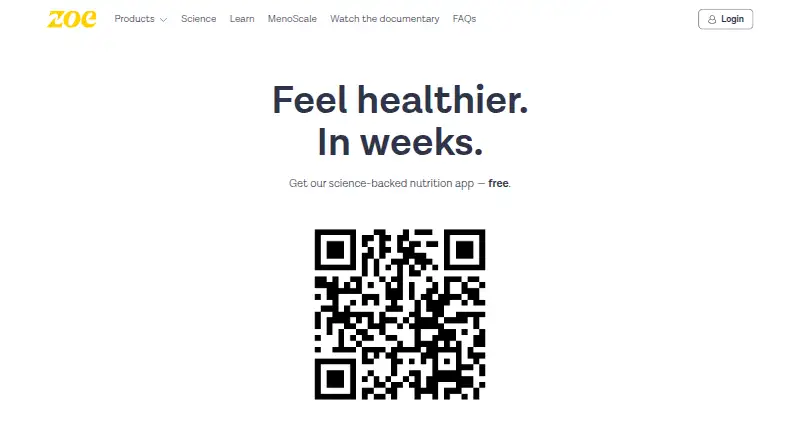 The ZOE homepage