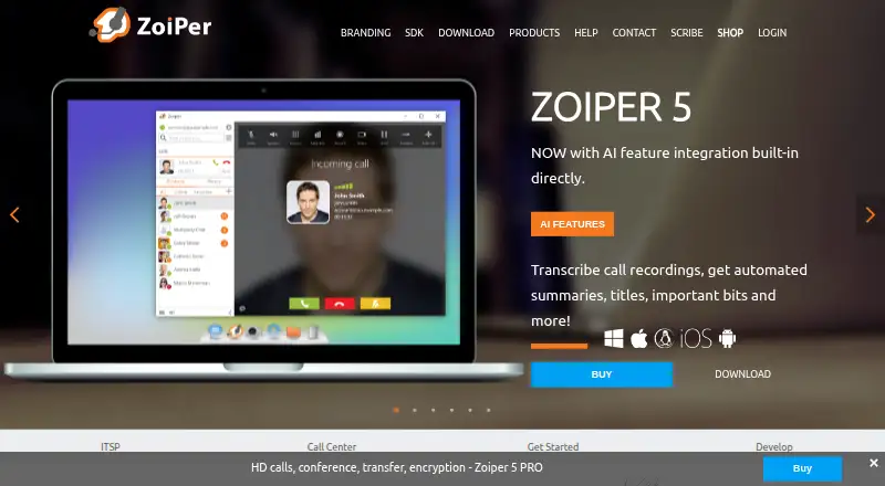 The Zoiper homepage