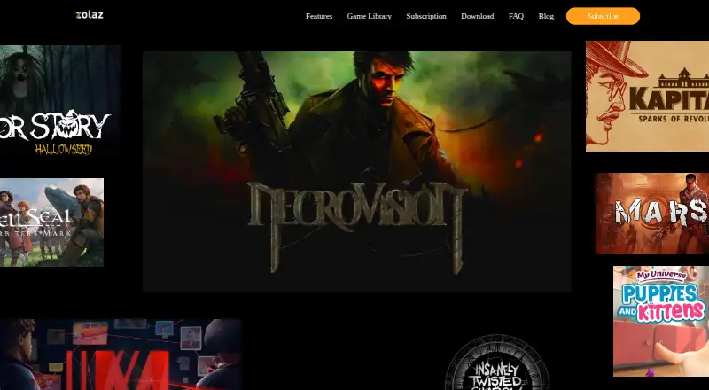 The Zolaz Cloud Gaming homepage