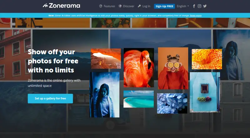 The Zonerama homepage