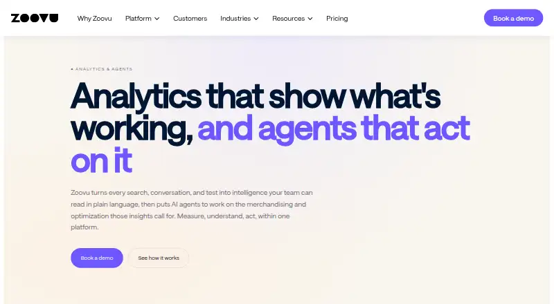 The Zoovu homepage