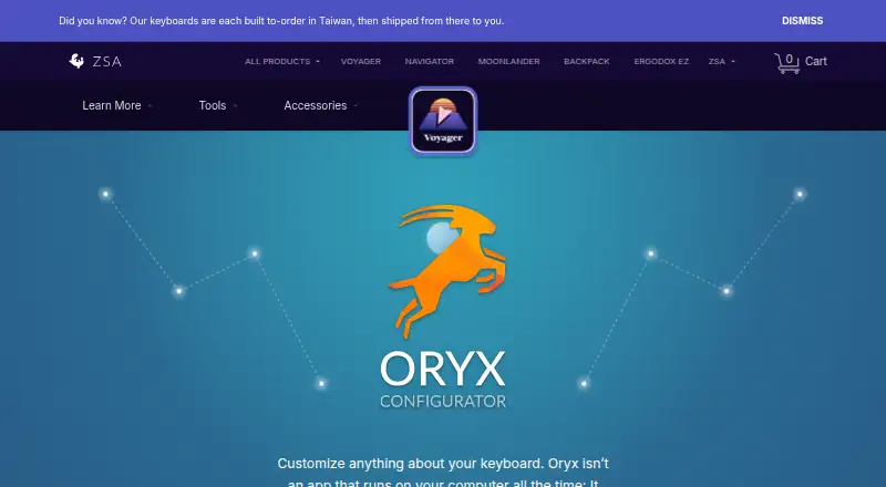 The ZSA Oryx homepage