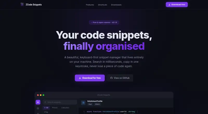 The ZCode Snippets homepage