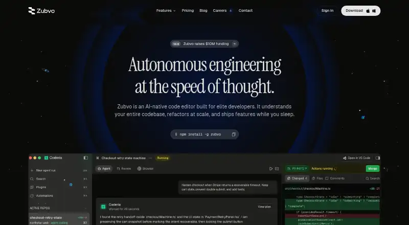 The Zubvo homepage