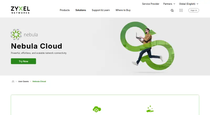 The Zyxel Nebula Cloud homepage