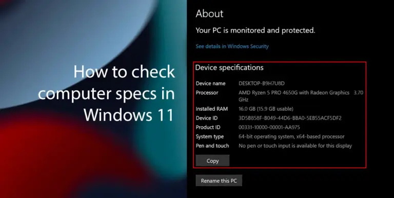 How to Find System Specs in Windows PC